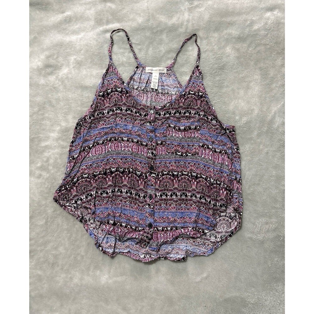 Spaghetti strap button front tank top scoopneck flowy hippy sleeveless Y2K girly